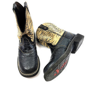 Justin Gypsy Boots Golden Zebra Black Ostrich
